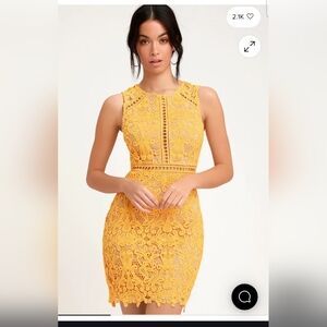 Dream Life Yellow Lace Bodycon DressLulus